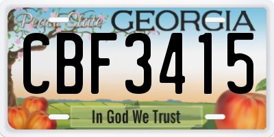 GA license plate CBF3415