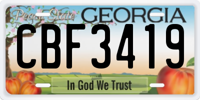 GA license plate CBF3419