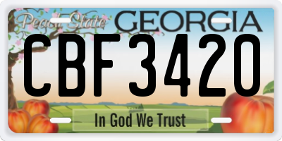 GA license plate CBF3420
