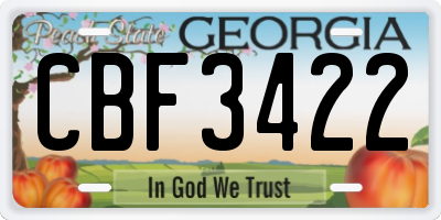 GA license plate CBF3422