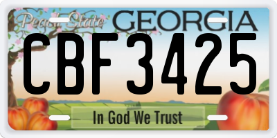 GA license plate CBF3425