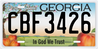 GA license plate CBF3426