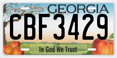 GA license plate CBF3429
