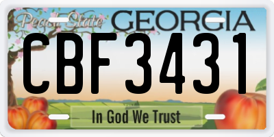 GA license plate CBF3431