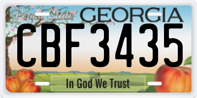 GA license plate CBF3435