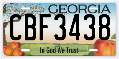 GA license plate CBF3438