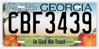 GA license plate CBF3439