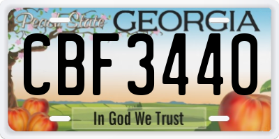 GA license plate CBF3440