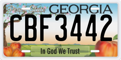 GA license plate CBF3442