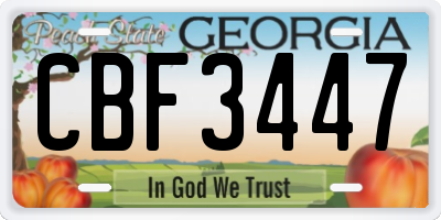 GA license plate CBF3447
