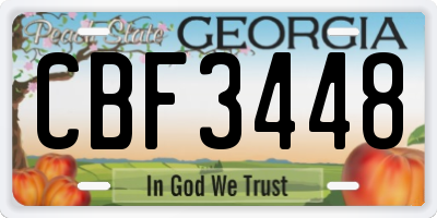 GA license plate CBF3448