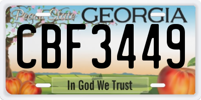 GA license plate CBF3449