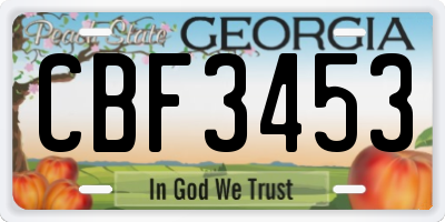 GA license plate CBF3453