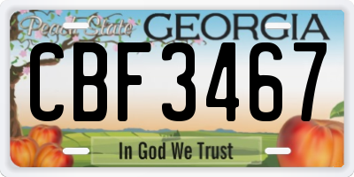 GA license plate CBF3467