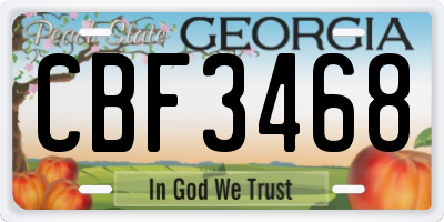GA license plate CBF3468