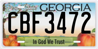 GA license plate CBF3472