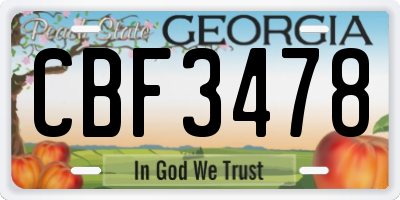 GA license plate CBF3478