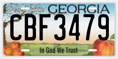 GA license plate CBF3479
