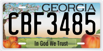 GA license plate CBF3485