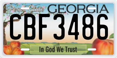 GA license plate CBF3486