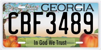 GA license plate CBF3489