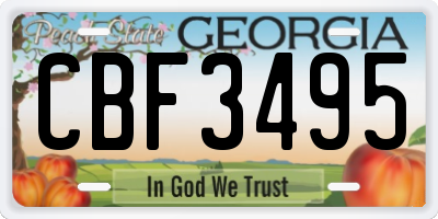 GA license plate CBF3495