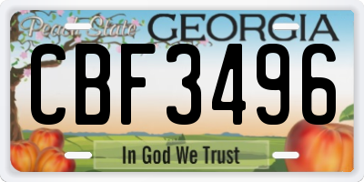 GA license plate CBF3496