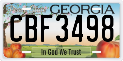 GA license plate CBF3498