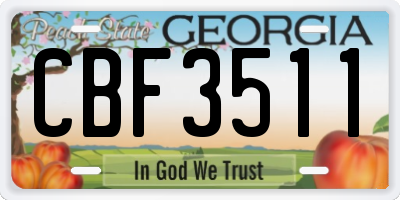 GA license plate CBF3511