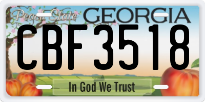 GA license plate CBF3518