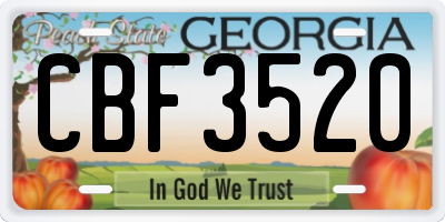 GA license plate CBF3520