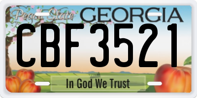 GA license plate CBF3521