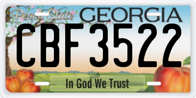 GA license plate CBF3522