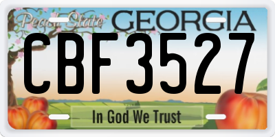 GA license plate CBF3527