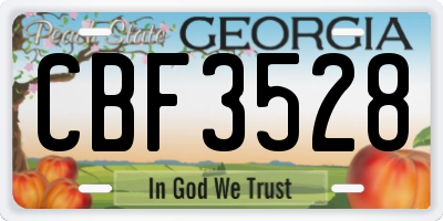 GA license plate CBF3528