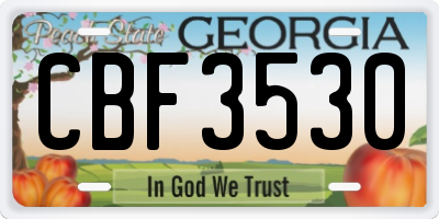 GA license plate CBF3530
