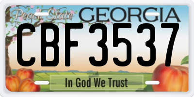 GA license plate CBF3537