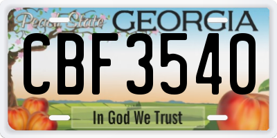 GA license plate CBF3540