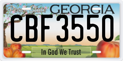 GA license plate CBF3550