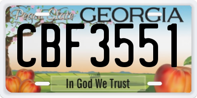 GA license plate CBF3551