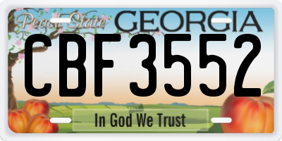GA license plate CBF3552