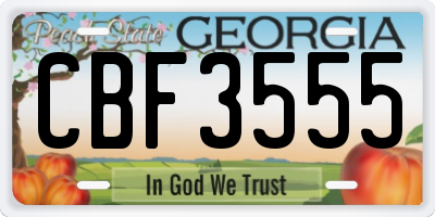 GA license plate CBF3555
