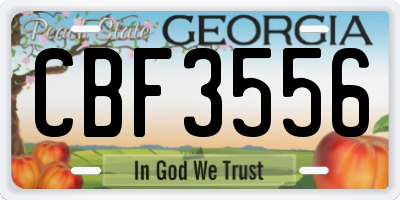 GA license plate CBF3556