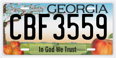 GA license plate CBF3559