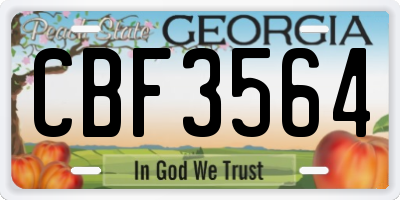 GA license plate CBF3564