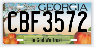 GA license plate CBF3572