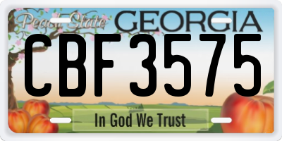 GA license plate CBF3575