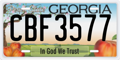 GA license plate CBF3577