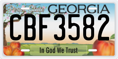 GA license plate CBF3582