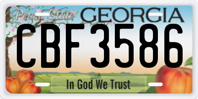 GA license plate CBF3586